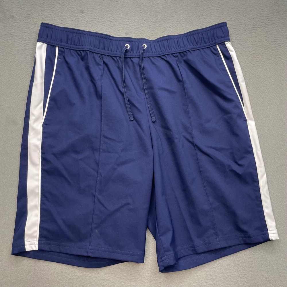 Made For Life Men Athletic Shorts Navy Blue White Side Stripe Size L Sporty